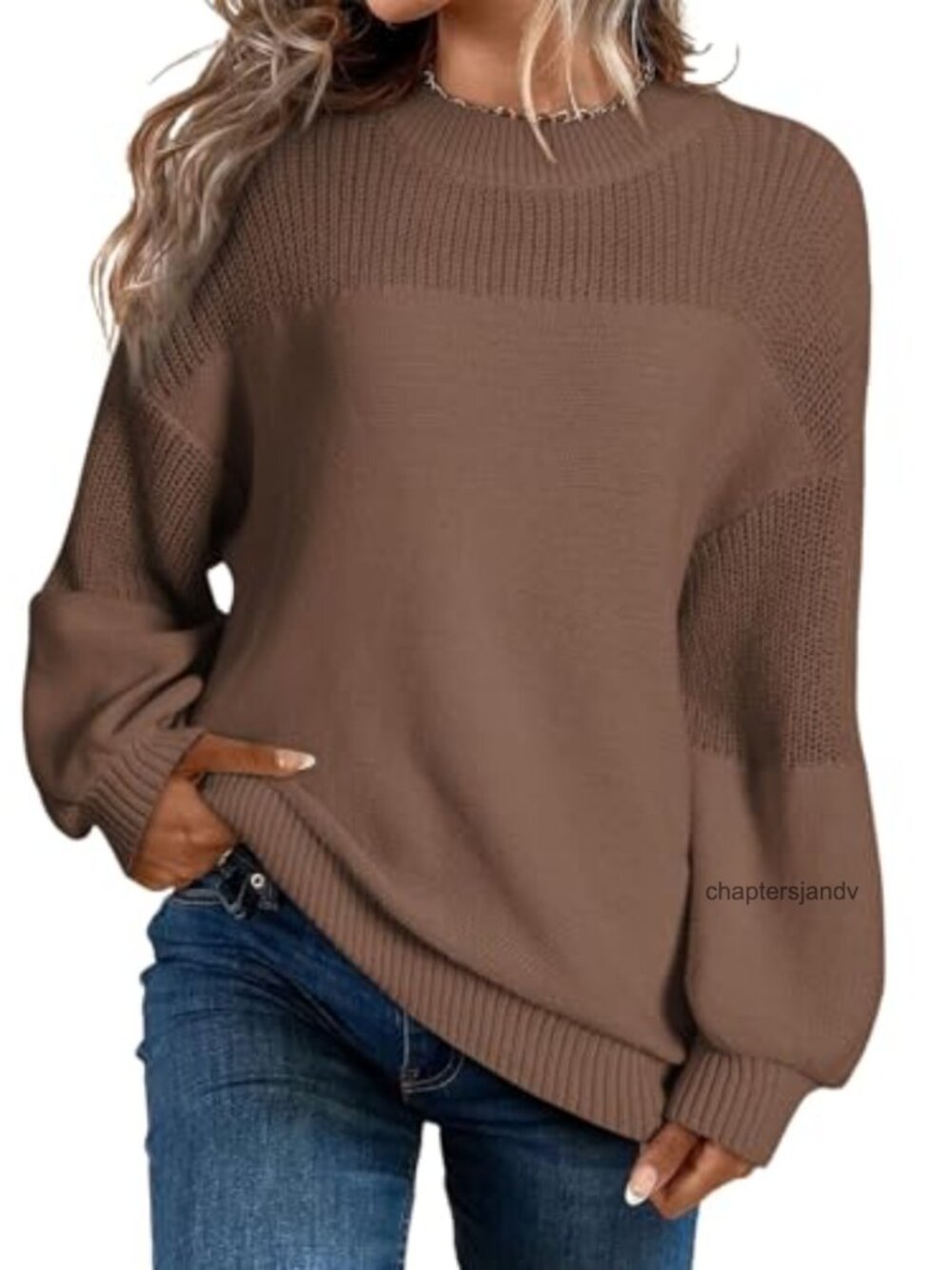 Women's Oversized Long Sleeve Crewneck Pullover Sweater Loose Fit